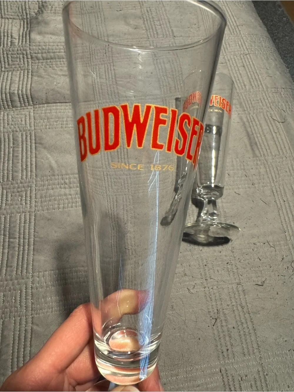 Budweiser Clear Pilsner Glasses with Red Logo - Pair